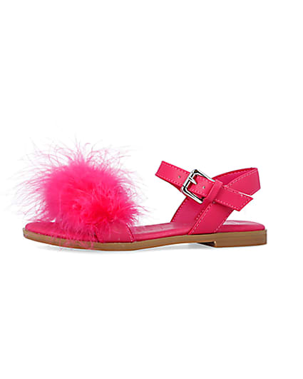 360 degree animation of product Girls Pink Fluffy Sandals frame-2