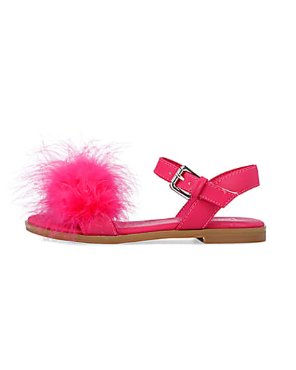 360 degree animation of product Girls Pink Fluffy Sandals frame-3