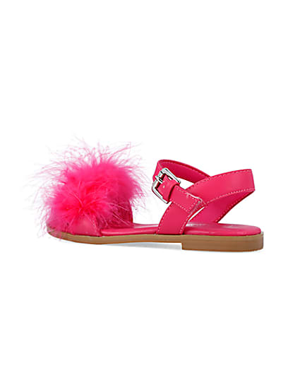 360 degree animation of product Girls Pink Fluffy Sandals frame-5