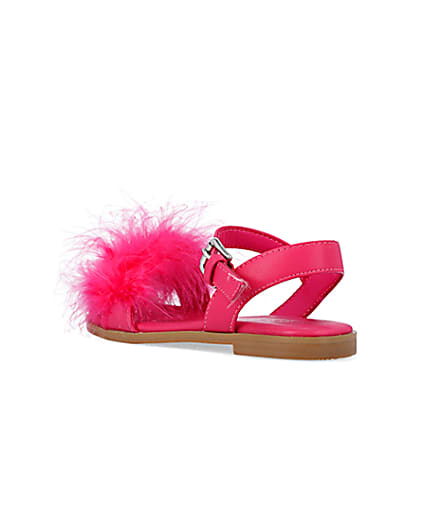 360 degree animation of product Girls Pink Fluffy Sandals frame-6