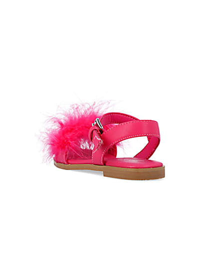 360 degree animation of product Girls Pink Fluffy Sandals frame-7
