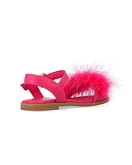 360 degree animation of product Girls Pink Fluffy Sandals frame-12