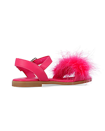 360 degree animation of product Girls Pink Fluffy Sandals frame-13
