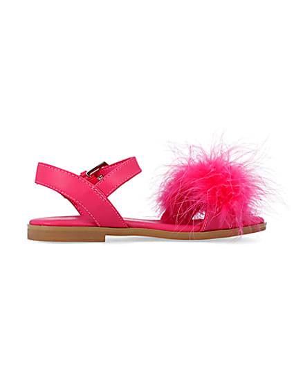 360 degree animation of product Girls Pink Fluffy Sandals frame-14