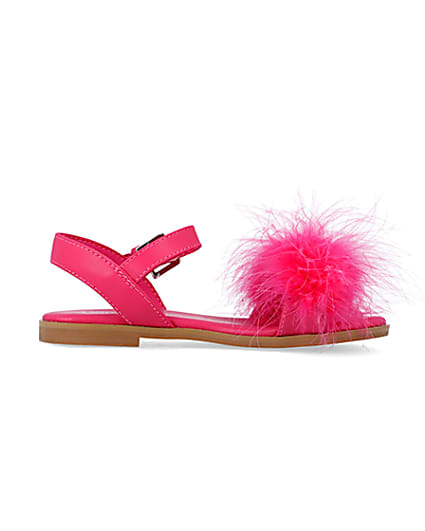 360 degree animation of product Girls Pink Fluffy Sandals frame-15