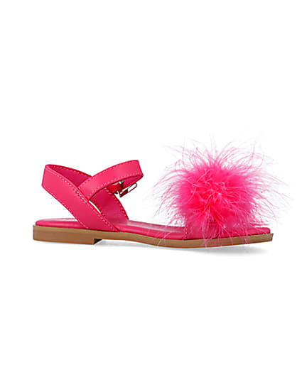 360 degree animation of product Girls Pink Fluffy Sandals frame-16