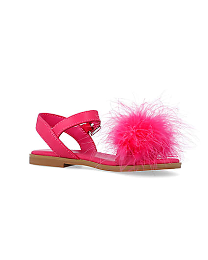 360 degree animation of product Girls Pink Fluffy Sandals frame-17