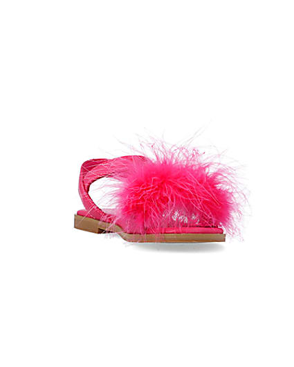 360 degree animation of product Girls Pink Fluffy Sandals frame-19