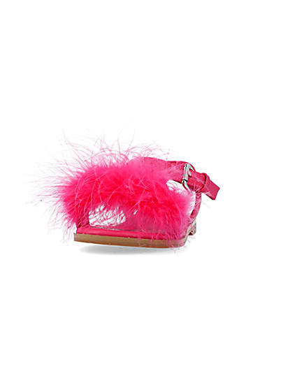 360 degree animation of product Girls Pink Fluffy Sandals frame-22