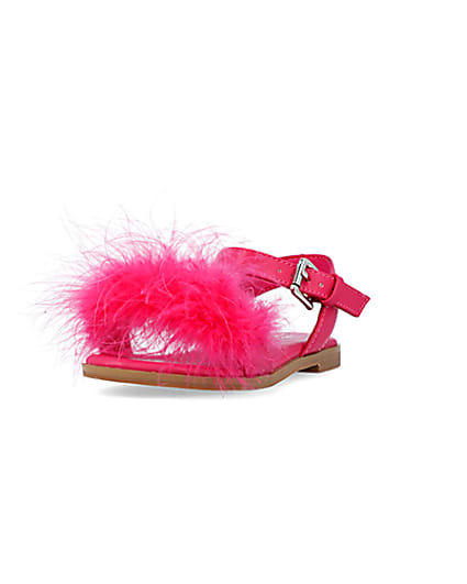 360 degree animation of product Girls Pink Fluffy Sandals frame-23