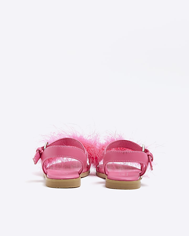 Girls Pink Fluffy Sandals