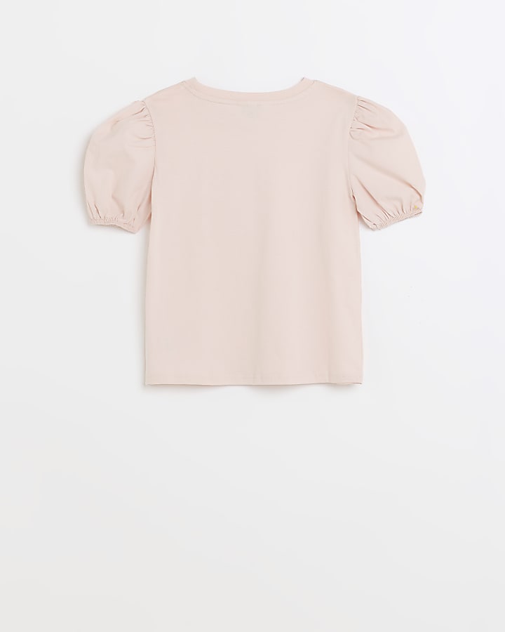 Girls pink frill graphic t-shirt