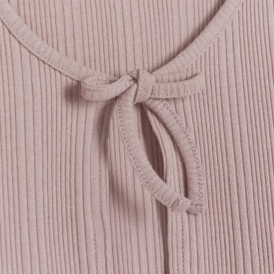 Girls pink frill hem cardigan River Island
