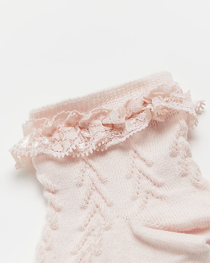 Girls pink frill socks 2 pack
