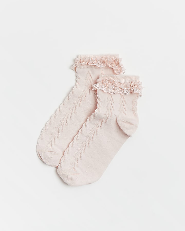 Girls pink frill socks 2 pack
