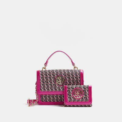 Girls Pink Geometric Mono Satchel Bundle