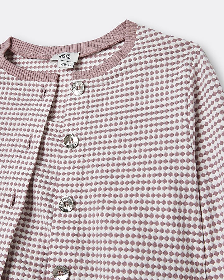 Girls pink gingham cardigan outfit