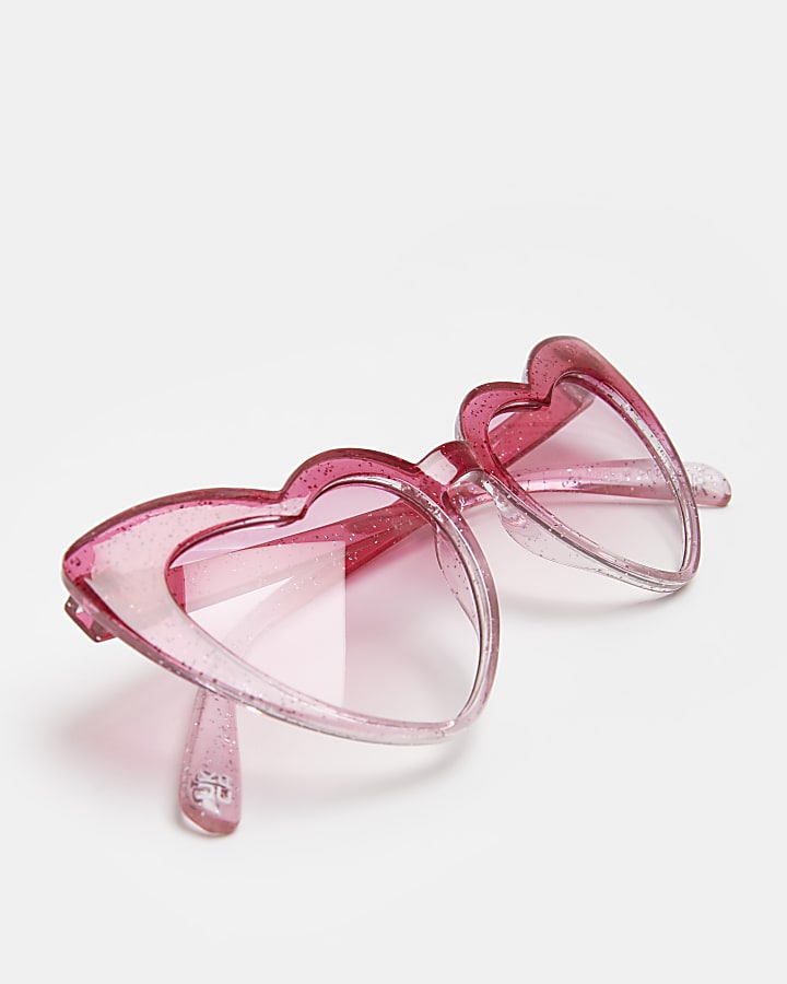 Girls pink glitter heart sunglasses