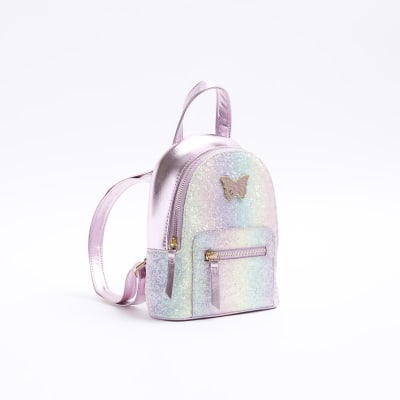 Girls pink glitter ombre backpack | River Island