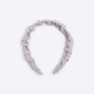 Girls pink glitter Ruched headband River Island