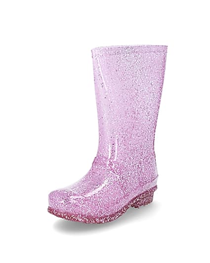 360 degree animation of product Girls pink glitter welly frame-0