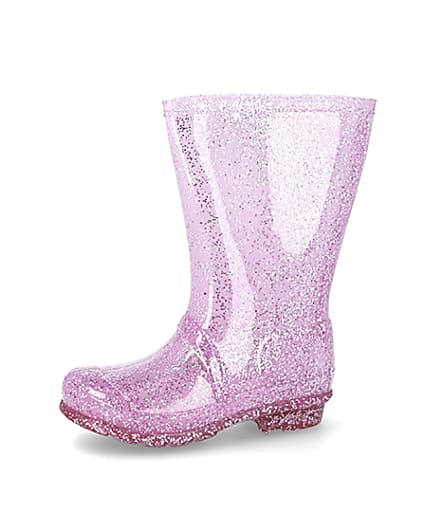 360 degree animation of product Girls pink glitter welly frame-2