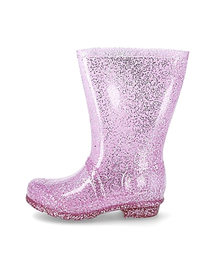 360 degree animation of product Girls pink glitter welly frame-3