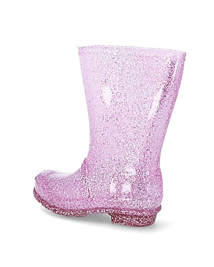 360 degree animation of product Girls pink glitter welly frame-5