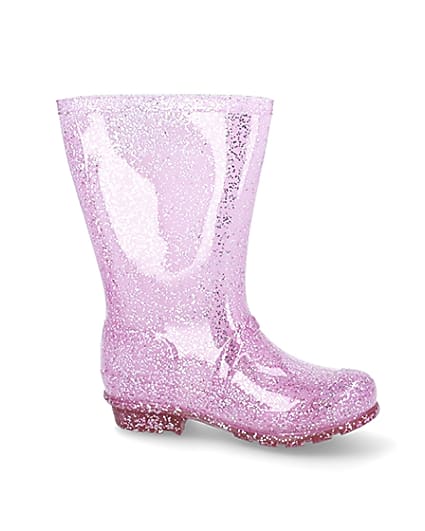 360 degree animation of product Girls pink glitter welly frame-16
