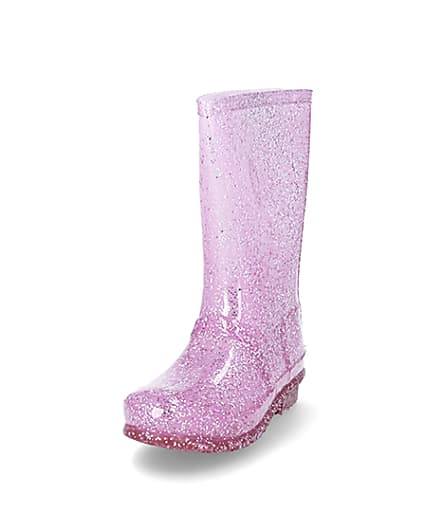360 degree animation of product Girls pink glitter welly frame-23