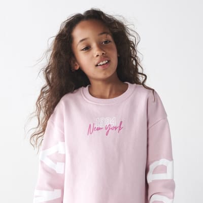 Girls pink graphic sweatshirt and joggers set