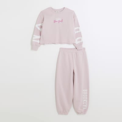 Buy River Island Girls Brooklyn Sweat Top and Joggers Set from the Laura  Ashley online shop