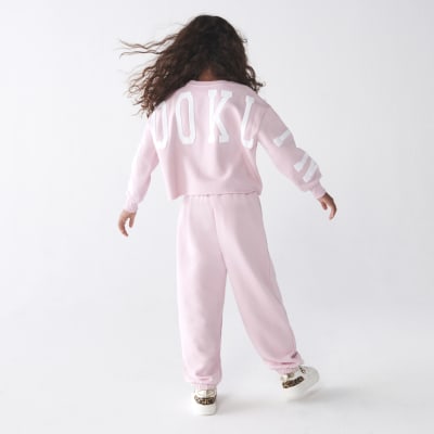 Girls pink graphic sweatshirt and joggers set