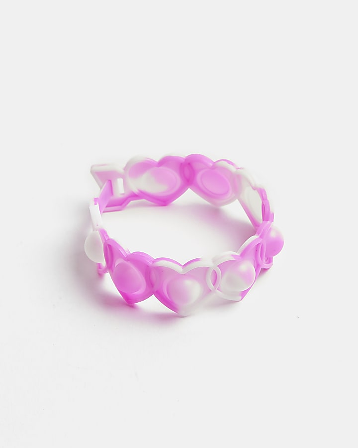Girls Pink Heart Fidget Popper Bracelet