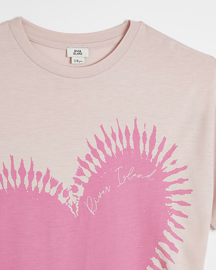 Girls pink heart print t-shirt