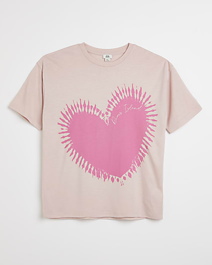 Girls pink heart print t-shirt