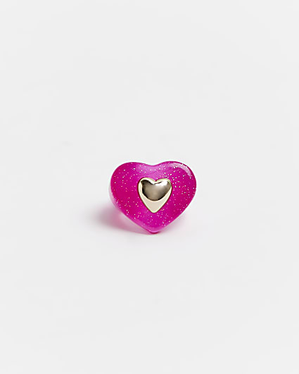 Girls pink heart ring