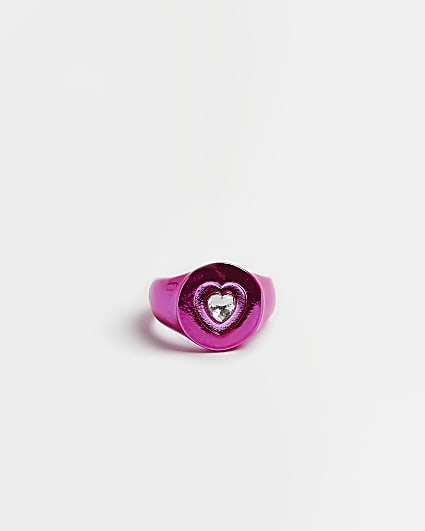 Girls Pink Heart signet Ring