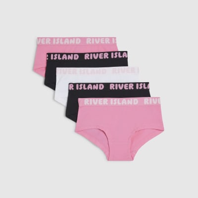 Girls Pink Hipster Pack Of 5 Briefs