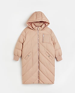 Girls pink hooded puffer coat
