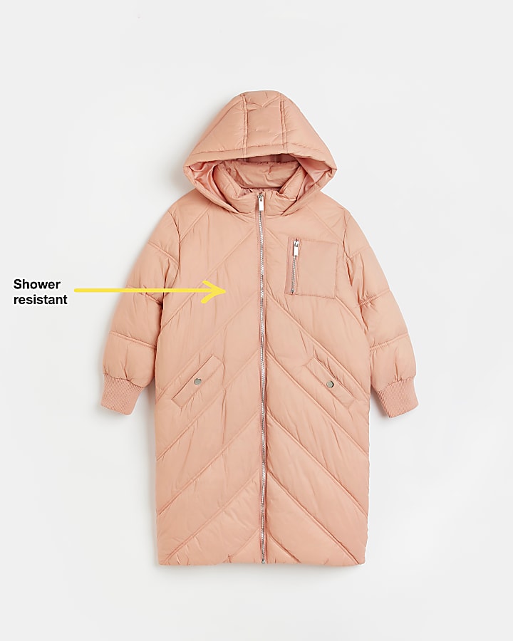 Girls pink hooded puffer coat
