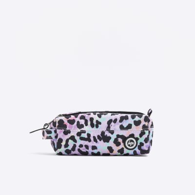 Girls pink HYPE animal print pencil case
