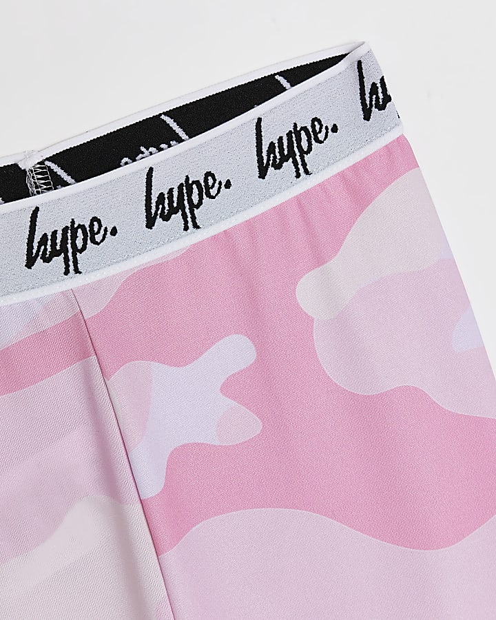 Girls pink HYPE camo print leggings