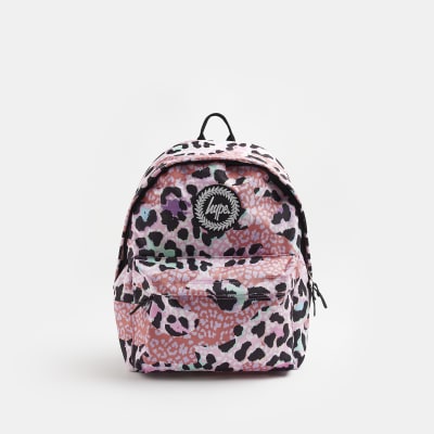 Girls Pink Hype Leopard Print Backpack | sites.unimi.it