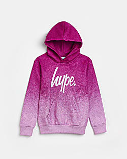 Girls pink HYPE ombre hoodie