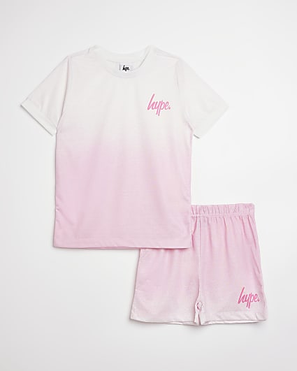 Girls Pink HYPE Ombre pyjama Set