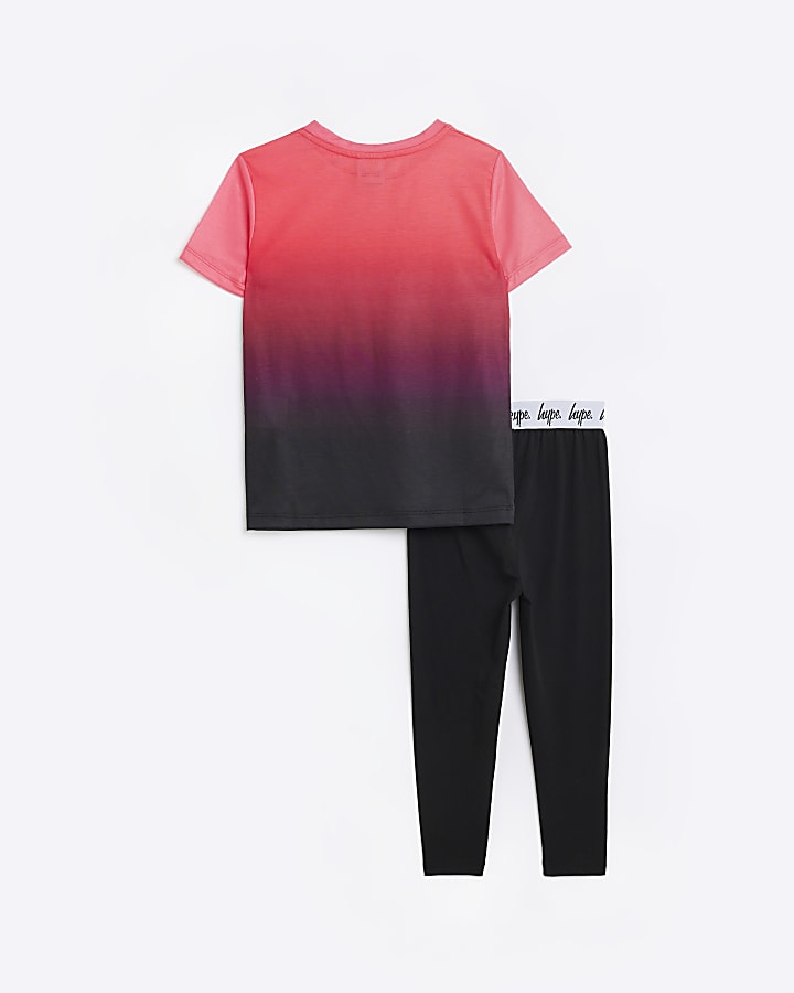 Girls Pink HYPE Ombre T-shirt and Legging Set
