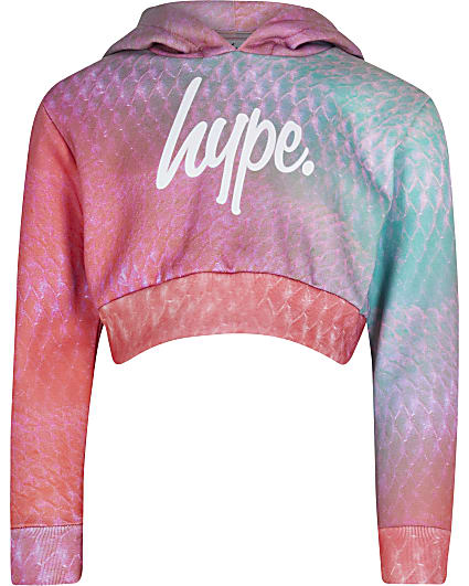 Girls pink Hype snake print hoodie