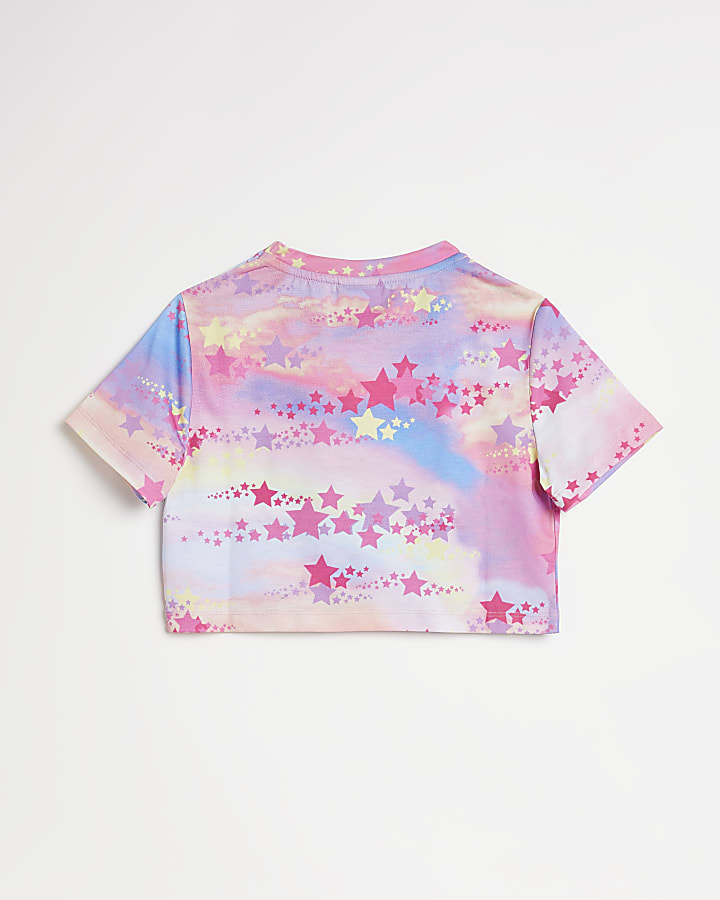 Girls pink HYPE Star print t-shirt