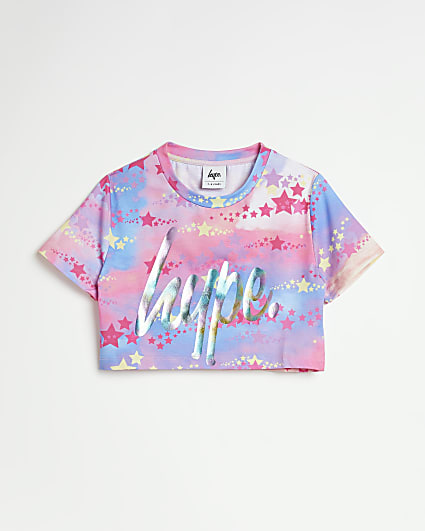 Girls pink HYPE Star print t-shirt